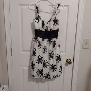 Floral Print Black and White Dress NWOT